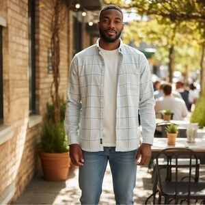 Allsaints Vintage Button Down Avalon Long Sleeve Cotton Shirt Sz XL Plaid Check